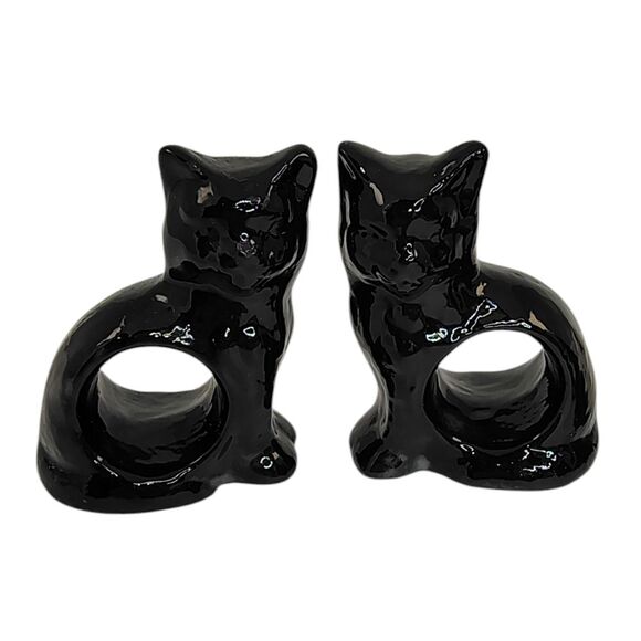 Black Cat Napkin Rings RARE - Picture 8 of 16